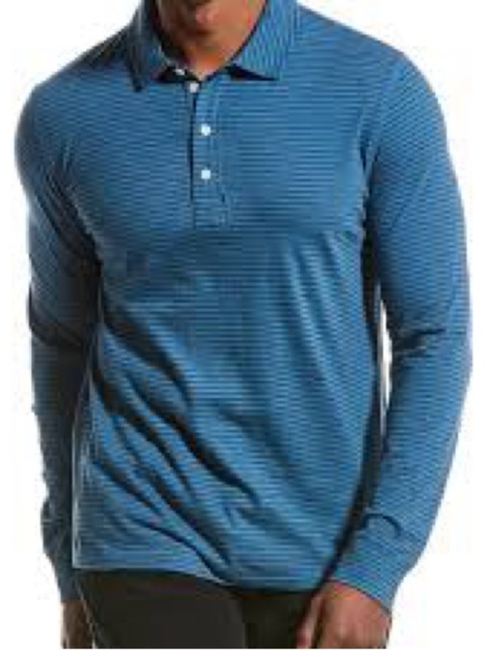Billy Reid Men's Blue Striped Long-Sleeve Polo M Medium